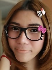 19 Year Old Slim Ladyboy In Glasses Gets Fucked And Sucks A Tourist Cock And Gets A Facial